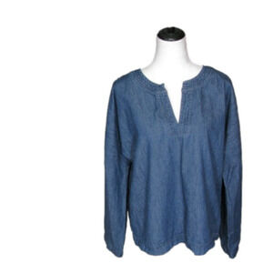 UNIVERSAL Thread V-Slit Neckline Jean Shirt Size Large